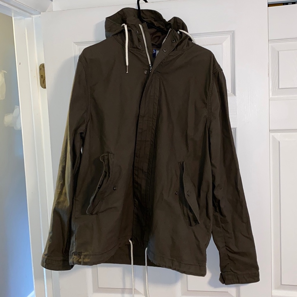 Divided drawstring fall coat (with hood)